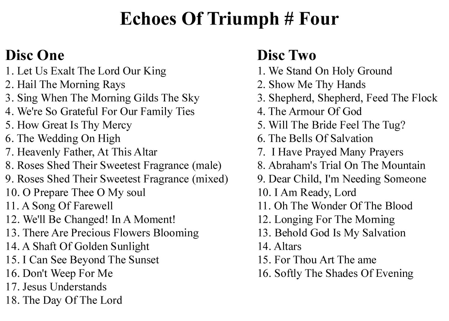 Echoes of Triumph Four CD