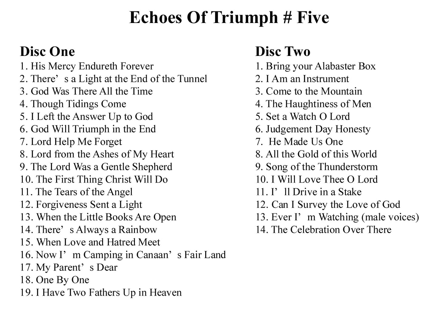 Echoes of Triumph Five CD