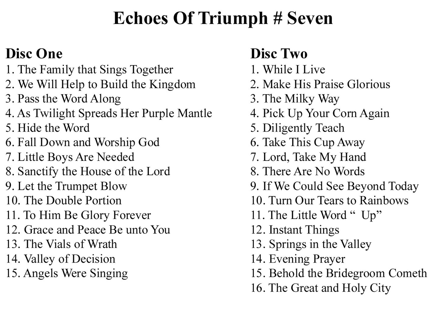 Echoes of Triumph Seven CD