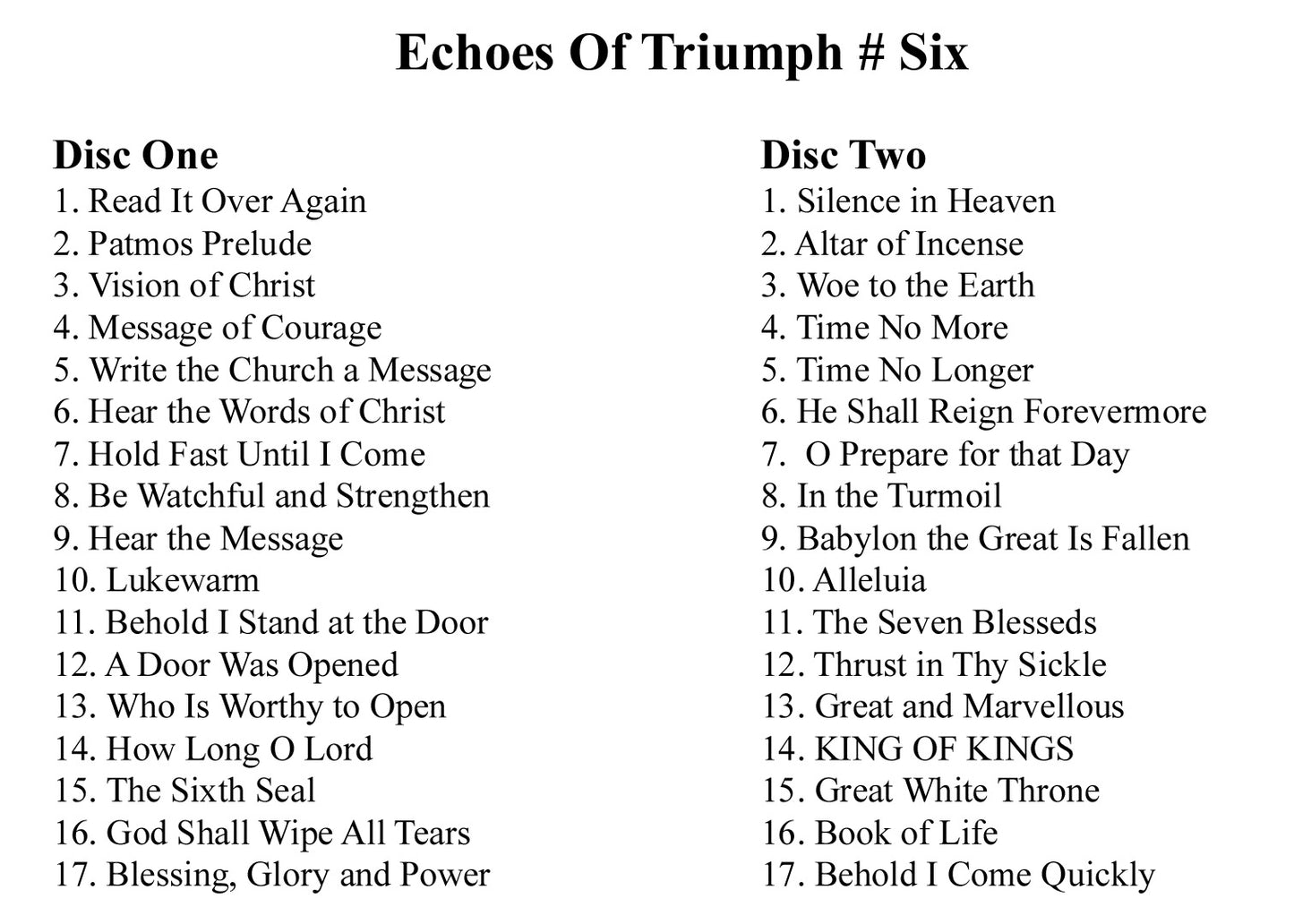 Echoes of Triumph Six Digital Download