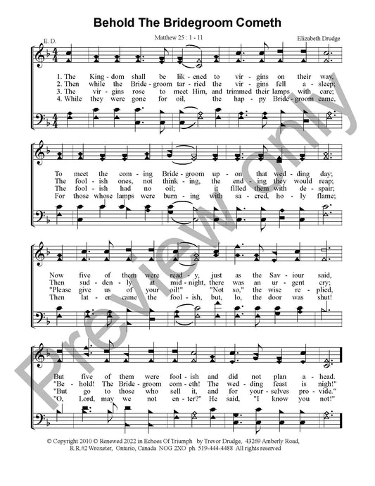 Behold The Bridegroom Cometh