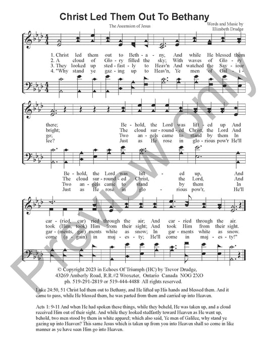 Christ Led Them Out To Bethany