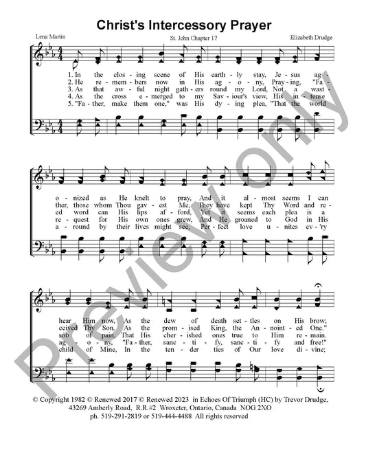 Christ's Intercessory Prayer
