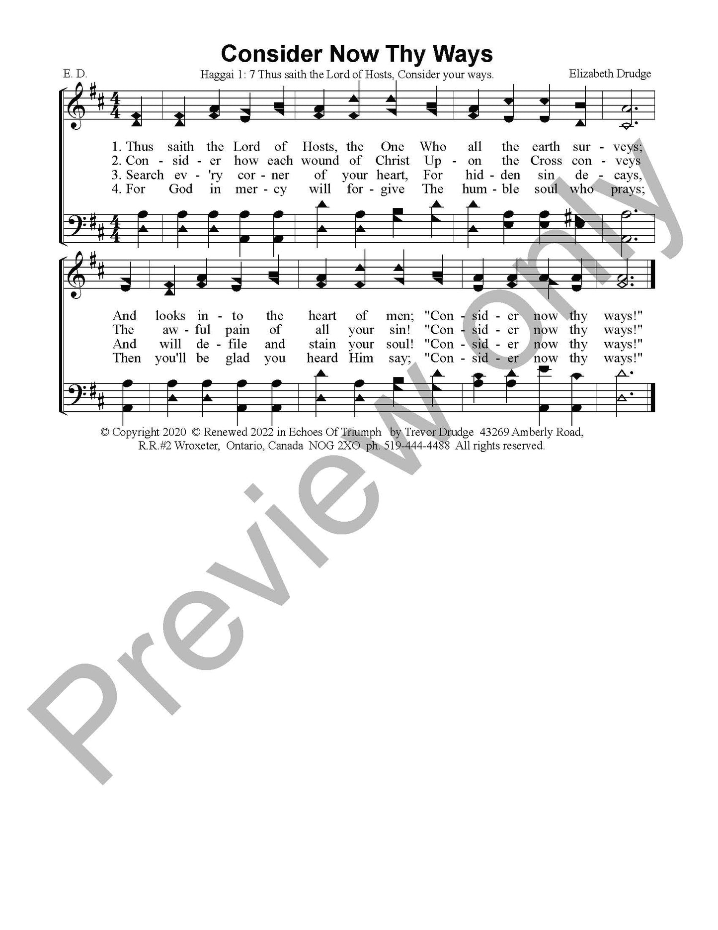 Consider Now Thy Ways (SATB)