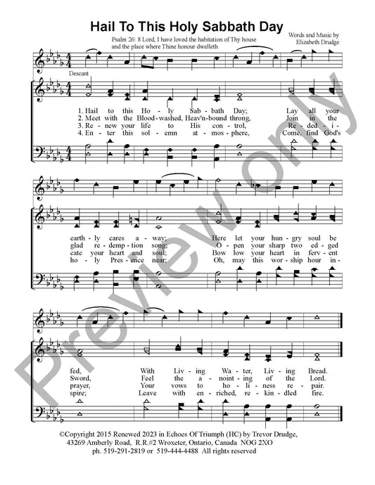 Hail To This Holy Sabbath Day
