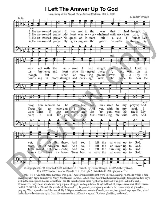 I Left The Answer Up To God (For Male Voices)
