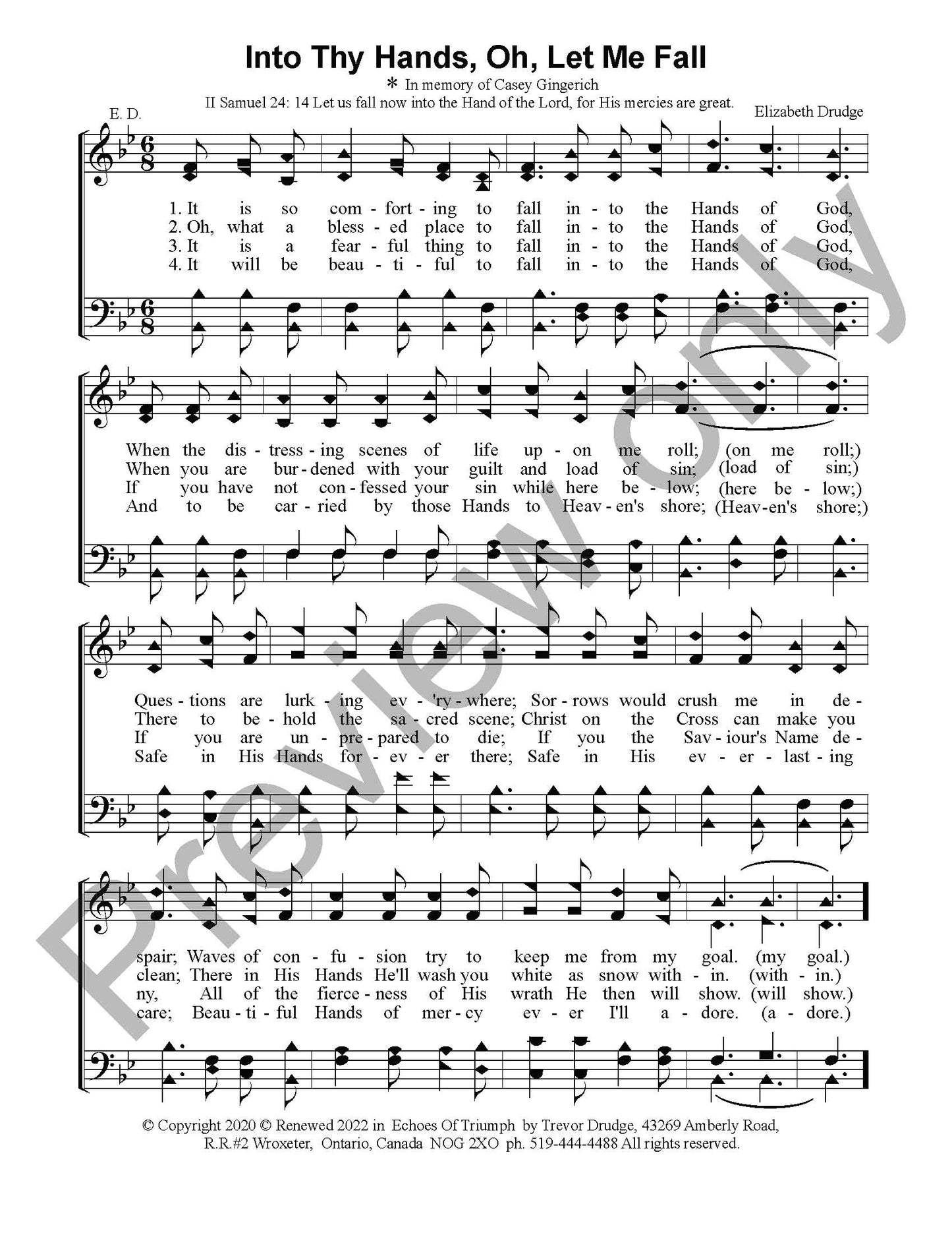 Into Thy Hands, Oh, Let Me Fall
