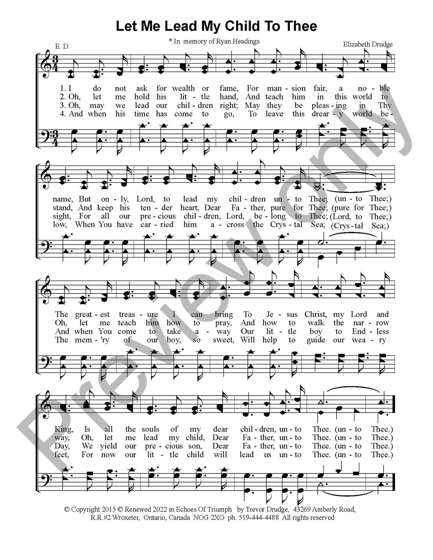 Let Me Lead My Child To Thee