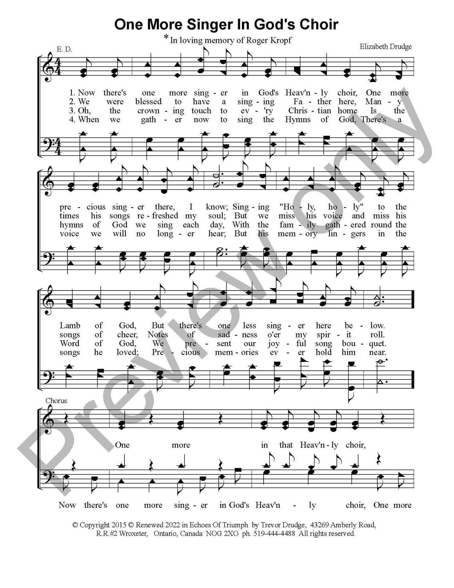 One More Singer In God's Choir (SATB)