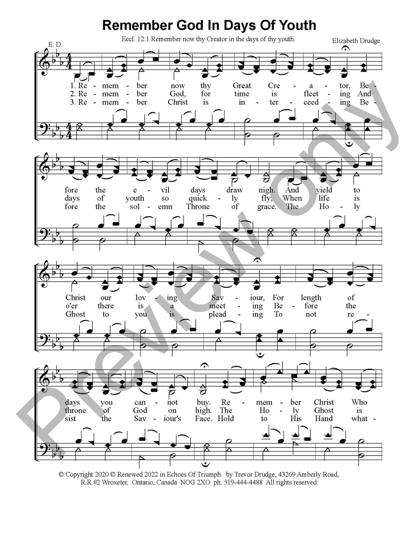 Remember God In Days Of Youth