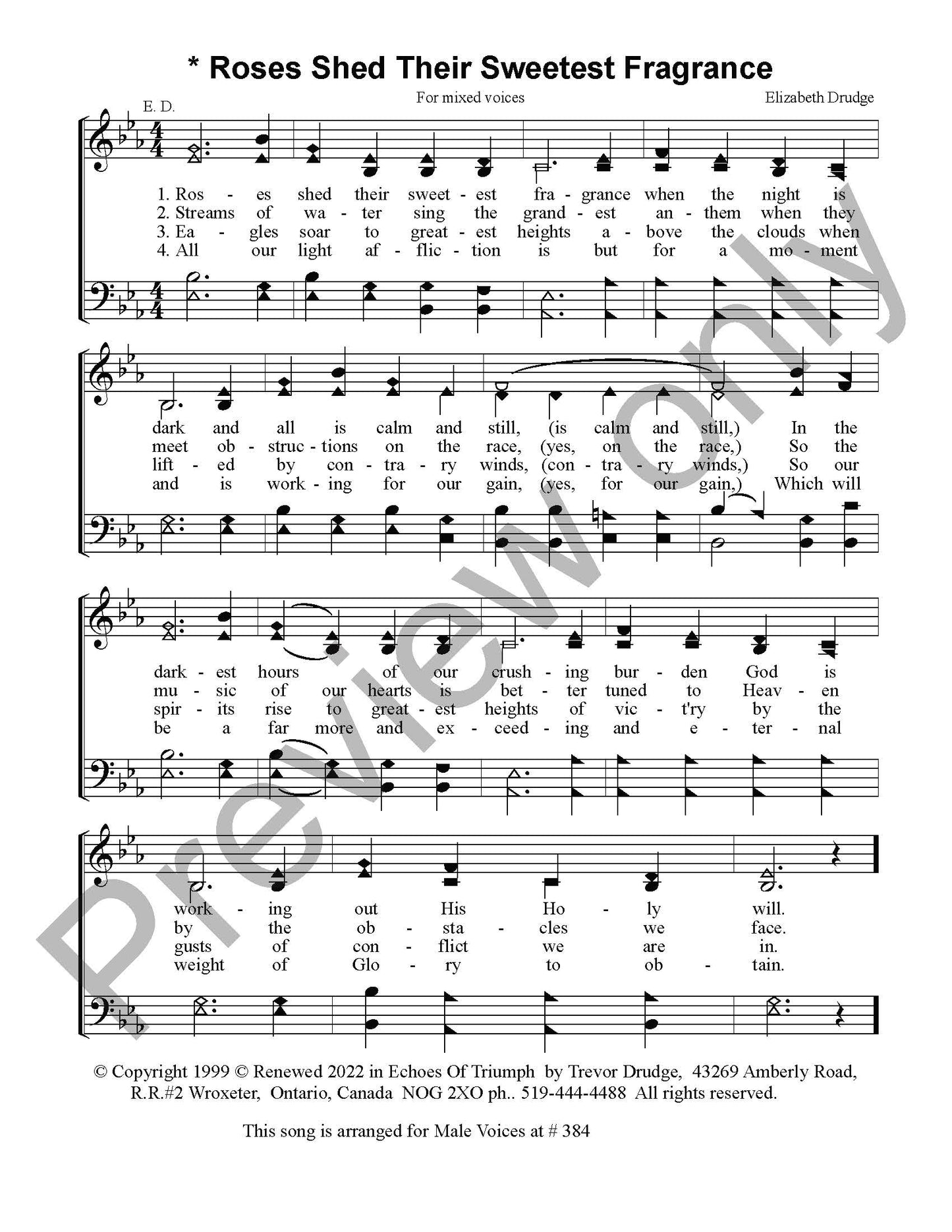 Roses Shed Their Sweetest Fragrance (SATB)