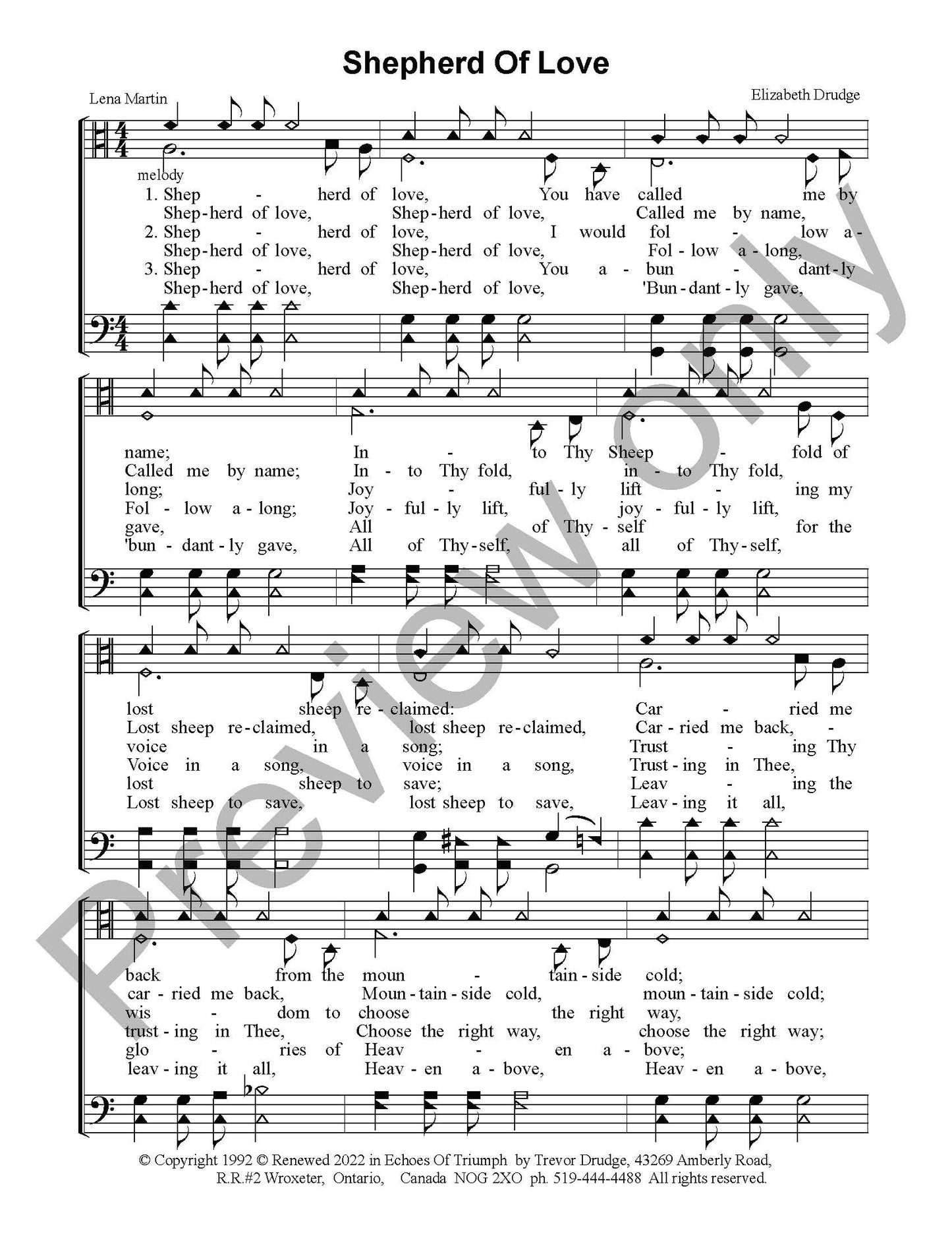 Shepherd Of Love (For Male Voices)