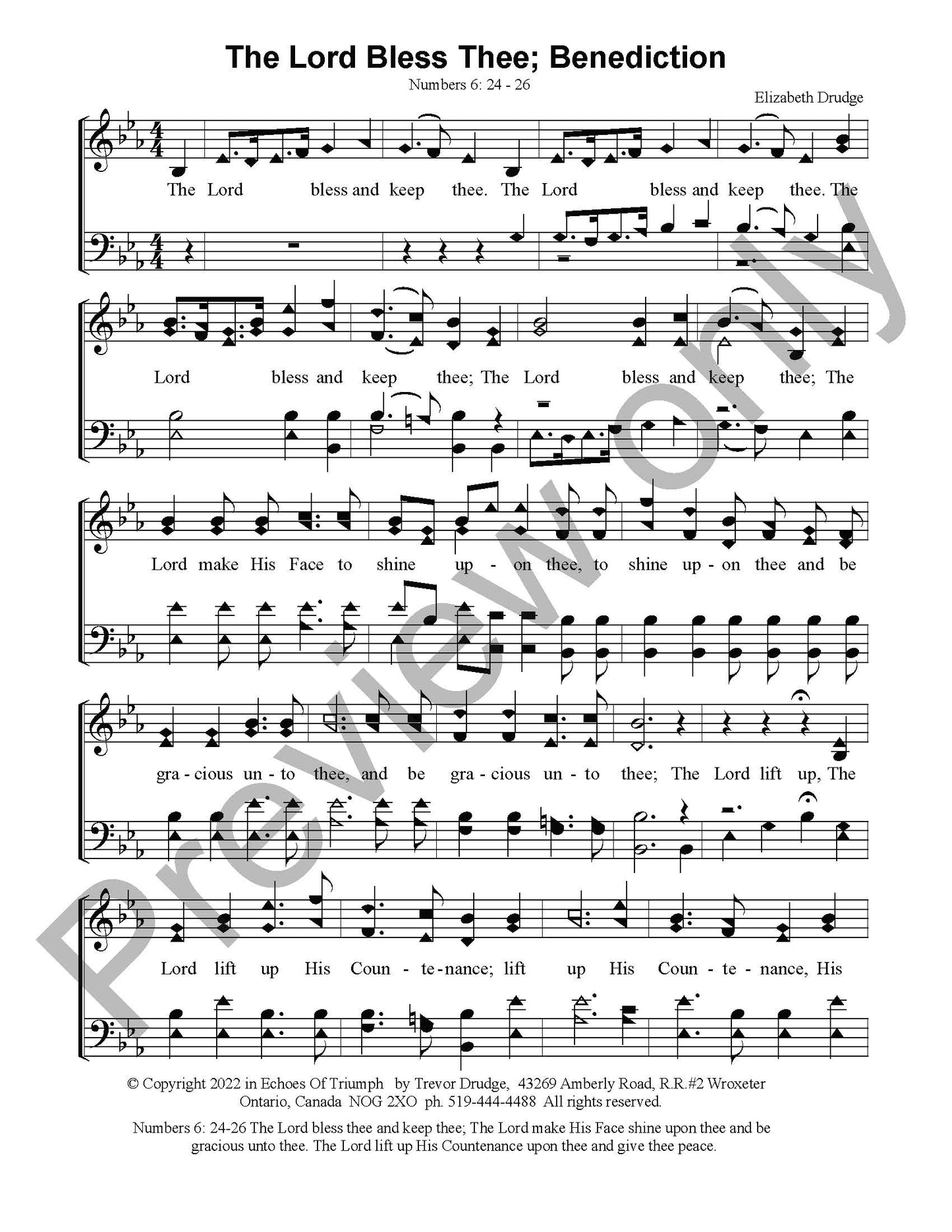 The Lord Bless Thee; Benediction