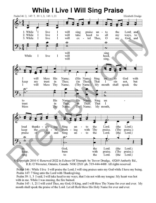 While I Live I Will Sing Praise