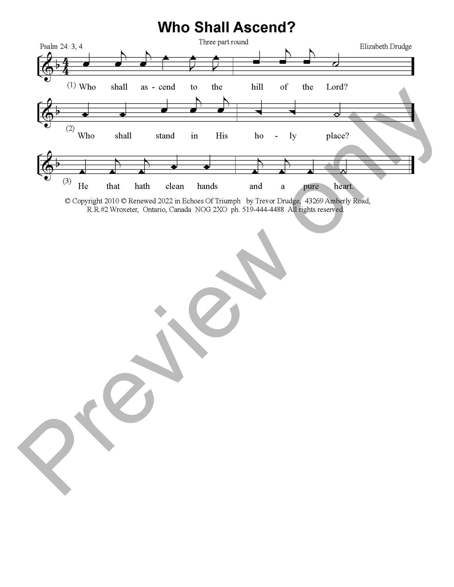 Who Shall Ascend? (Three Part Round)