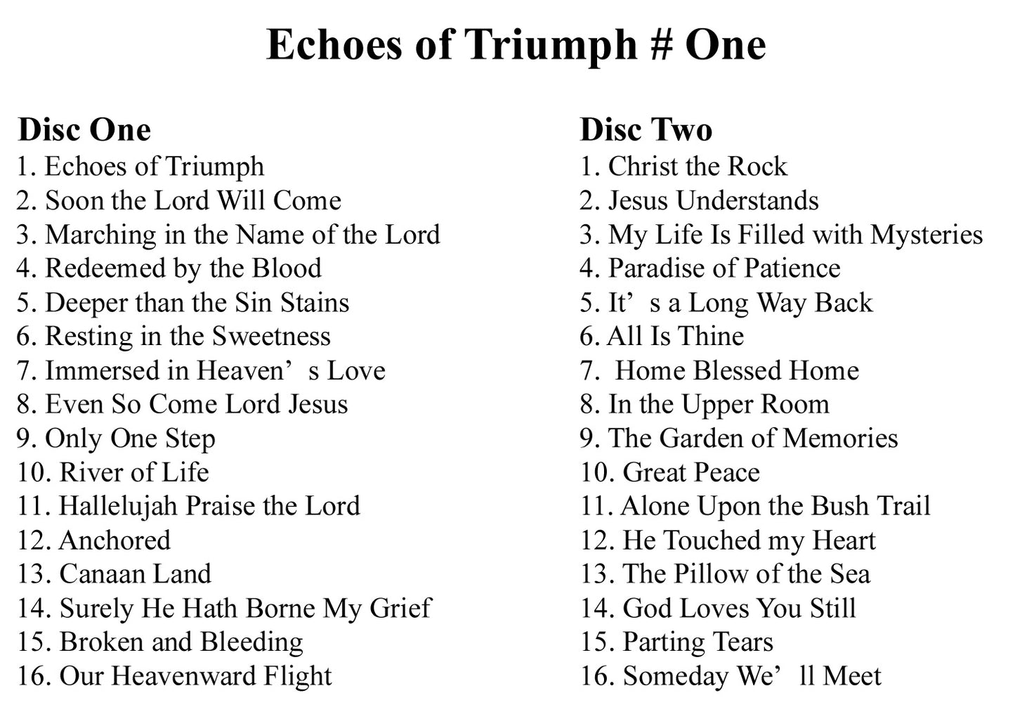 Echoes of Triumph One CD