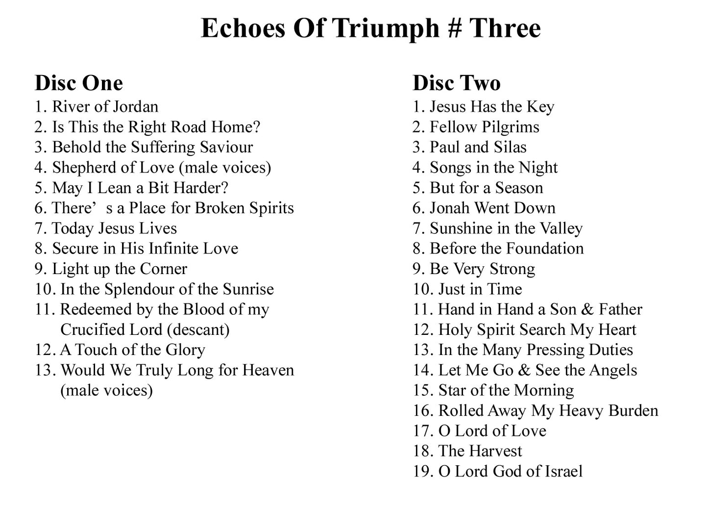 Echoes of Triumph Three CD