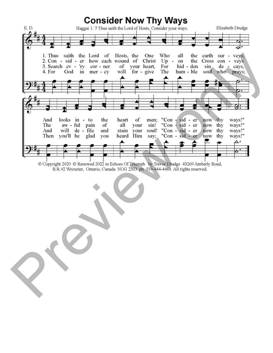 Consider Now Thy Ways (SATB)