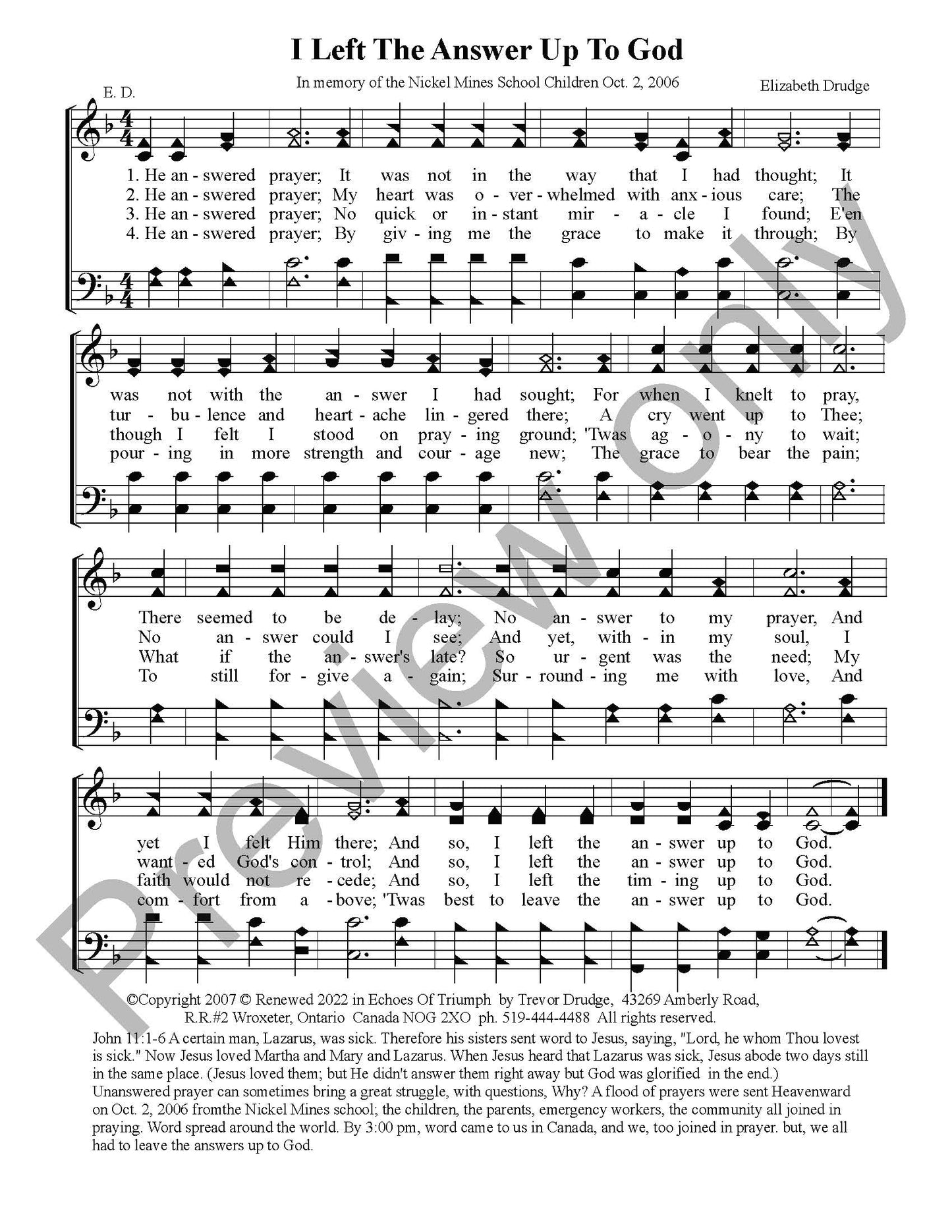 I Left The Answer Up To God (SATB)