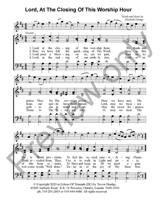 Lord, At The Closing Of This Worship Hour