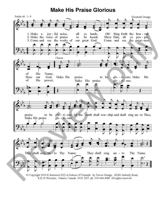 Make His Praise Glorious