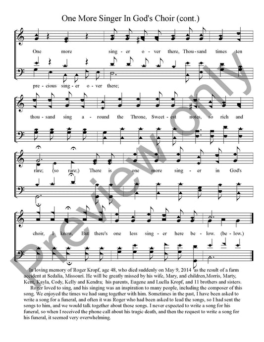 One More Singer In God's Choir (SATB)