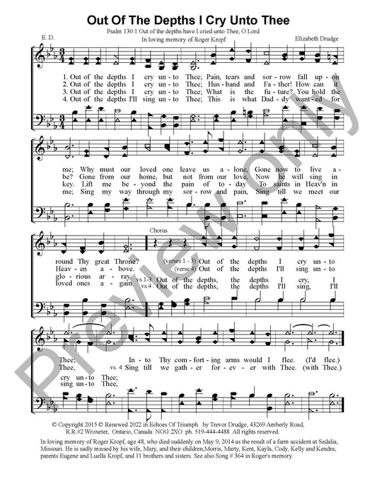 Out Of The Depths I Cry Unto Thee