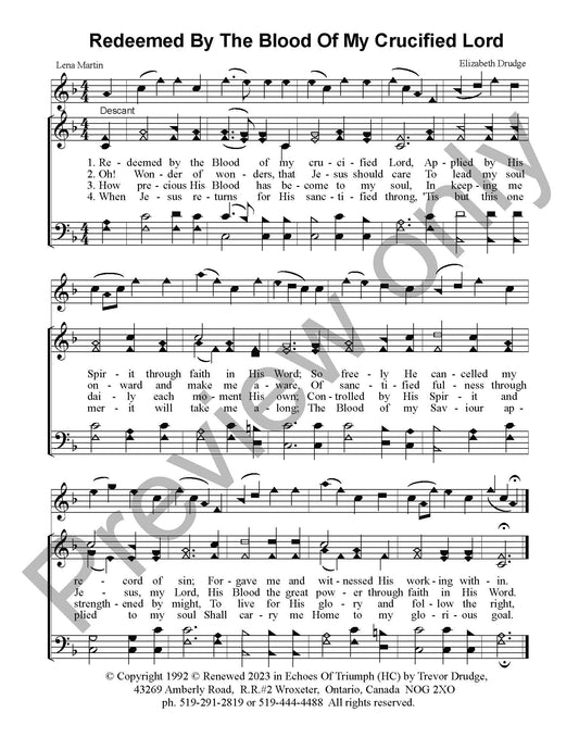 Redeemed By The Blood Of My Crucified Lord