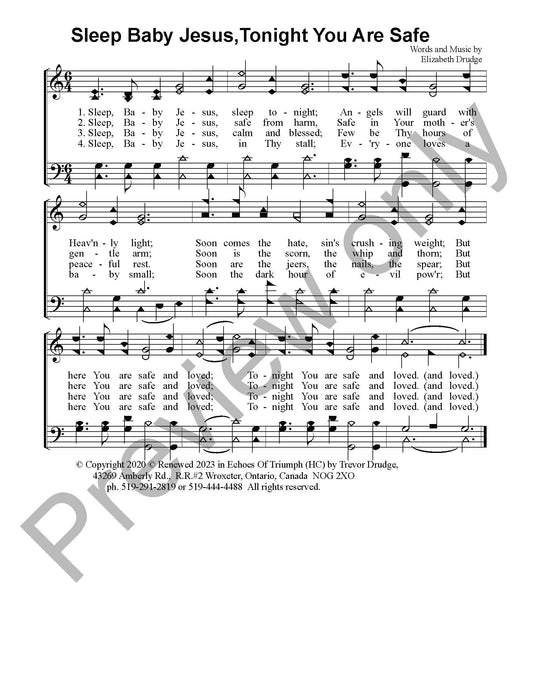 Sleep Baby Jesus, Tonight You Are Safe (SATB)