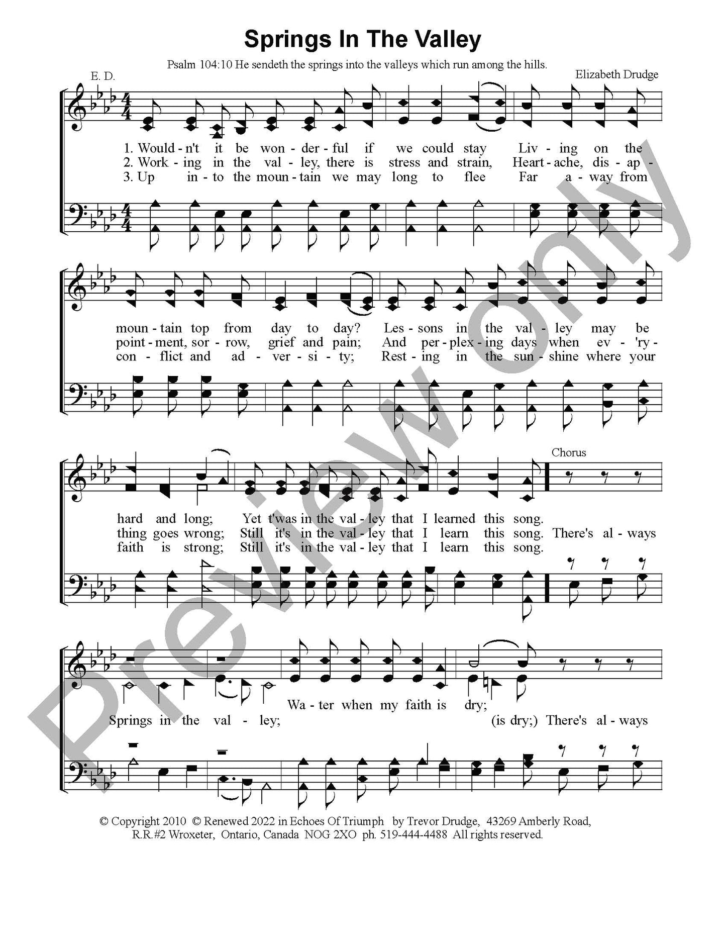 Springs In The Valley (SATB)