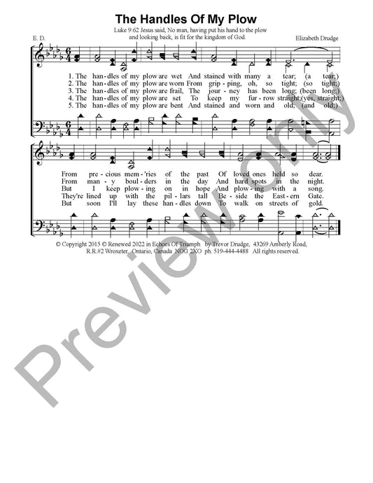 The Handles Of My Plow (SATB)